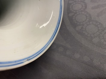 A Chinese blue and white five-piece garniture, Kangxi